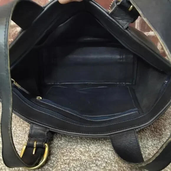 Coach Waverly 4133 Vintage Tote Handbag Black Glovetanned Leather - Picture 9 of 9